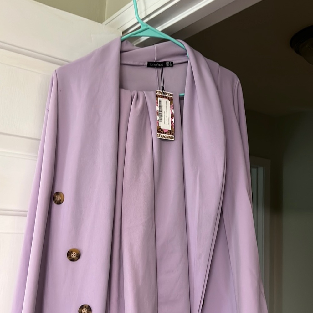 Boohoo matching pants suit set lavender